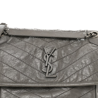 Saint Laurent Crinkled Calfskin Matelasse Monogram Medium Niki Chain Satchel Fog 5 of 11