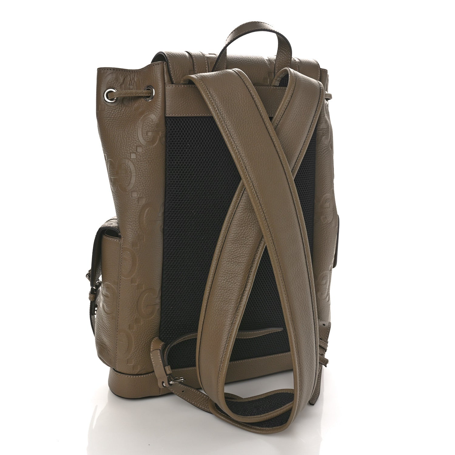 Gucci Piuma Calfskin Jumbo GG Embossed Double Buckle Backpack Good Taupe 2 of 8