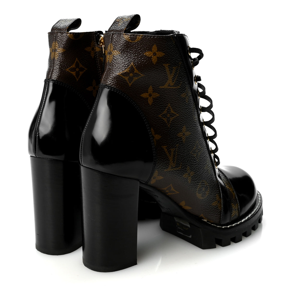 Patent Calfskin Monogram Star Trail Ankle Boots 41 Black