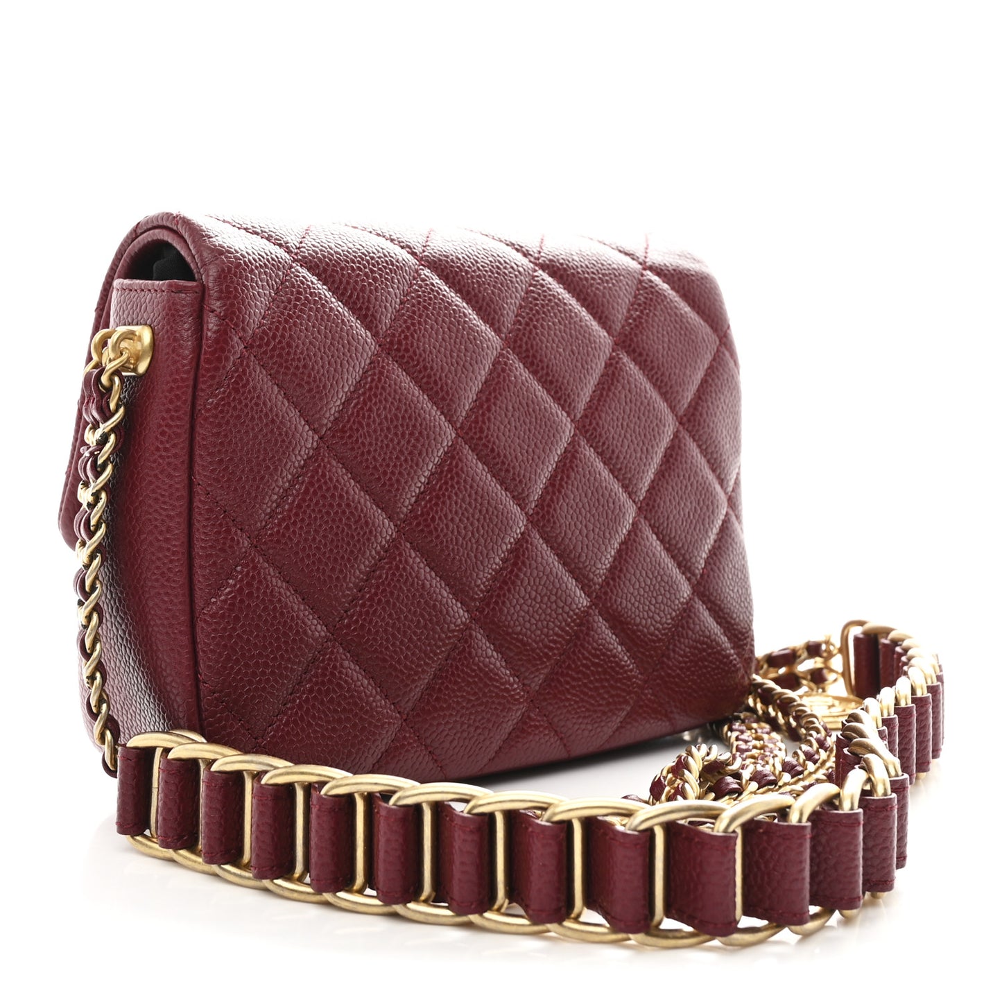Caviar Quilted Mini Chain Soul Flap Burgundy