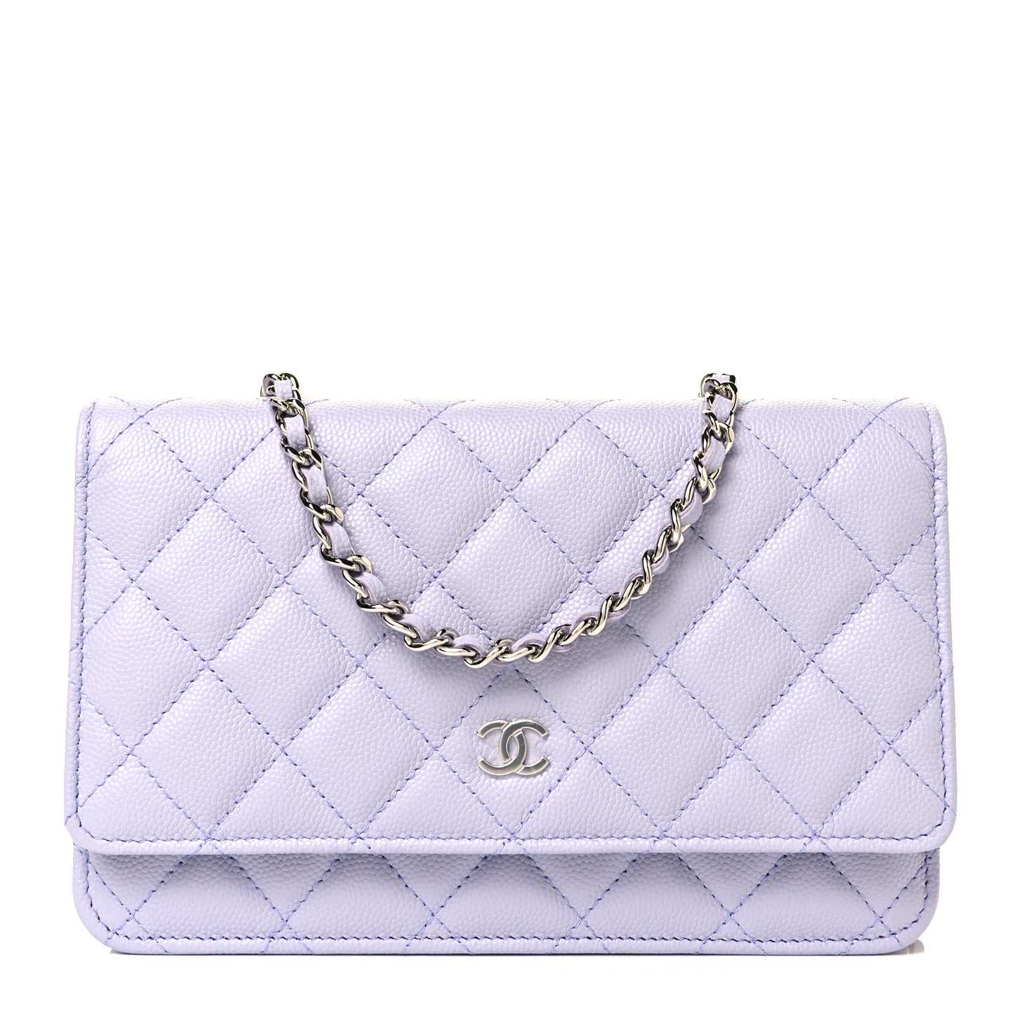 Caviar Quilted Wallet On Chain WOC Light Purple
