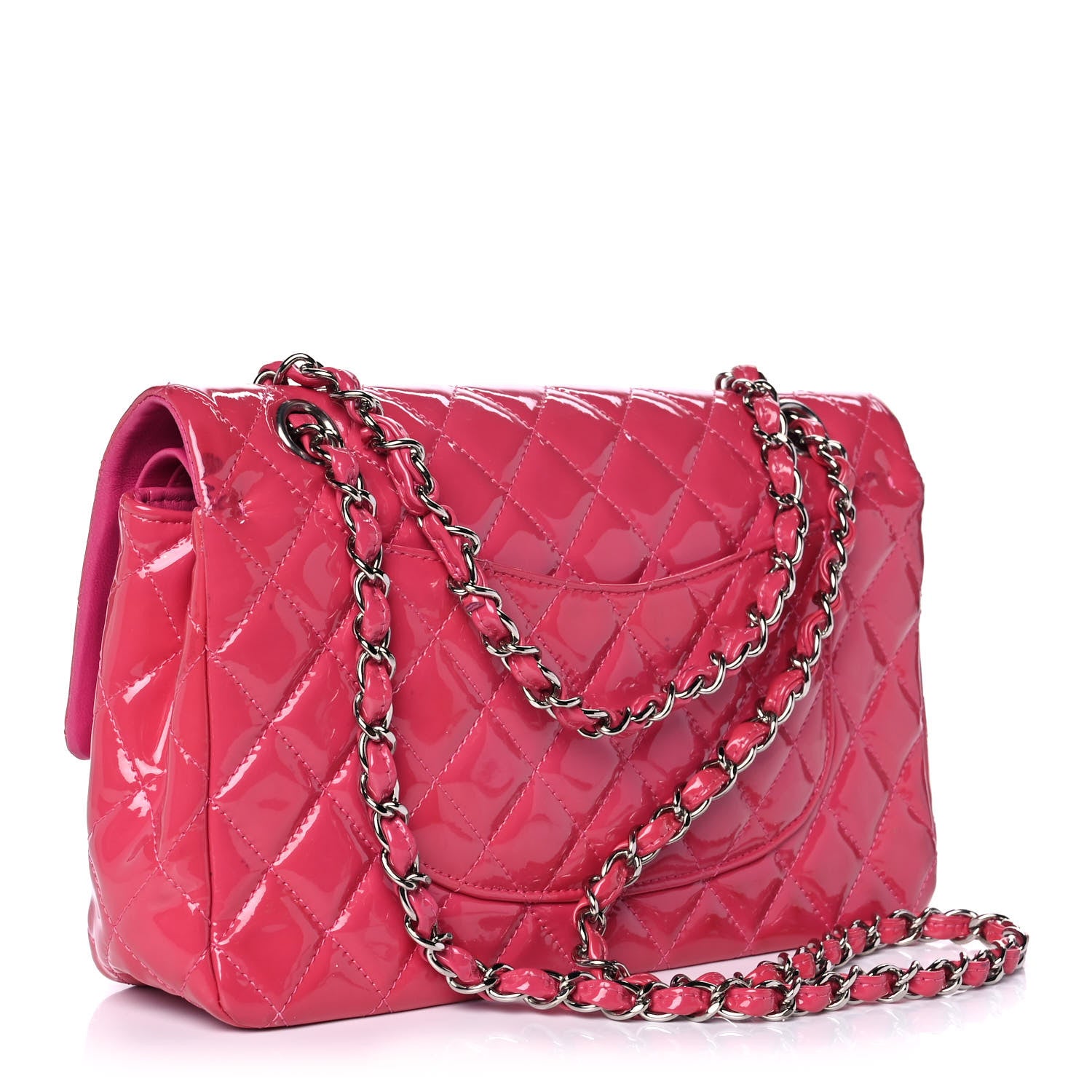 Chanel Patent Quilted Medium Double Flap Fuchsia 3 of 11