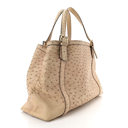 Gucci Ostrich Medium Britt Tote Beige 3 of 10