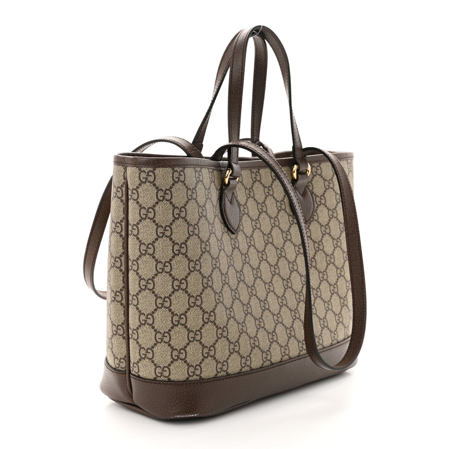 GG Supreme Monogram Textured Calfskin Small Ophidia Shoulder Tote Bag Beige Ebony New Acero