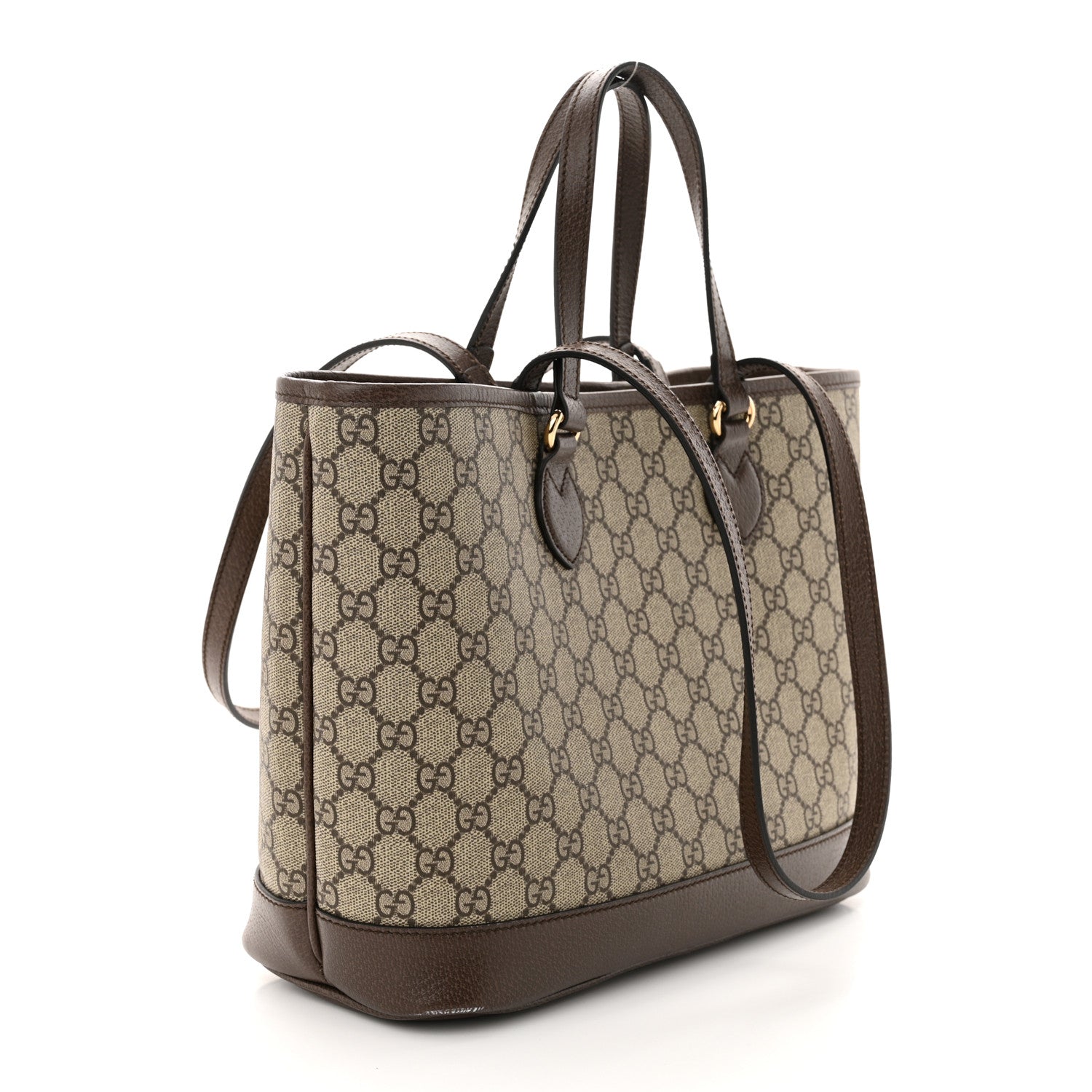 Gucci GG Supreme Monogram Textured Calfskin Small Ophidia Shoulder Tote Bag Beige Ebony New Acero 2 of 10