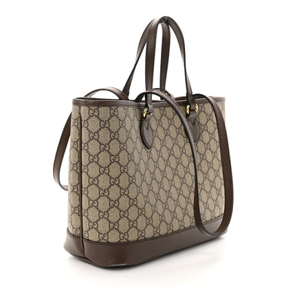 Gucci GG Supreme Monogram Textured Calfskin Small Ophidia Shoulder Tote Bag Beige Ebony New Acero 2 of 10
