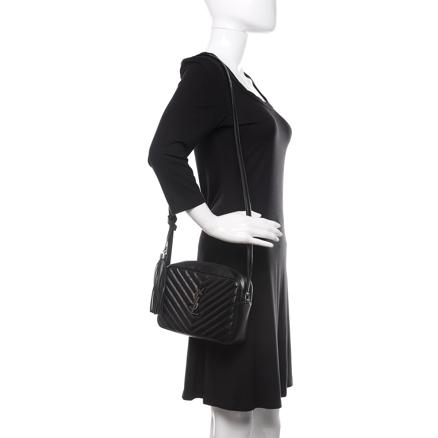 Saint Laurent Calfskin Matelasse Monogram Lou Camera Bag Black 2 of 11