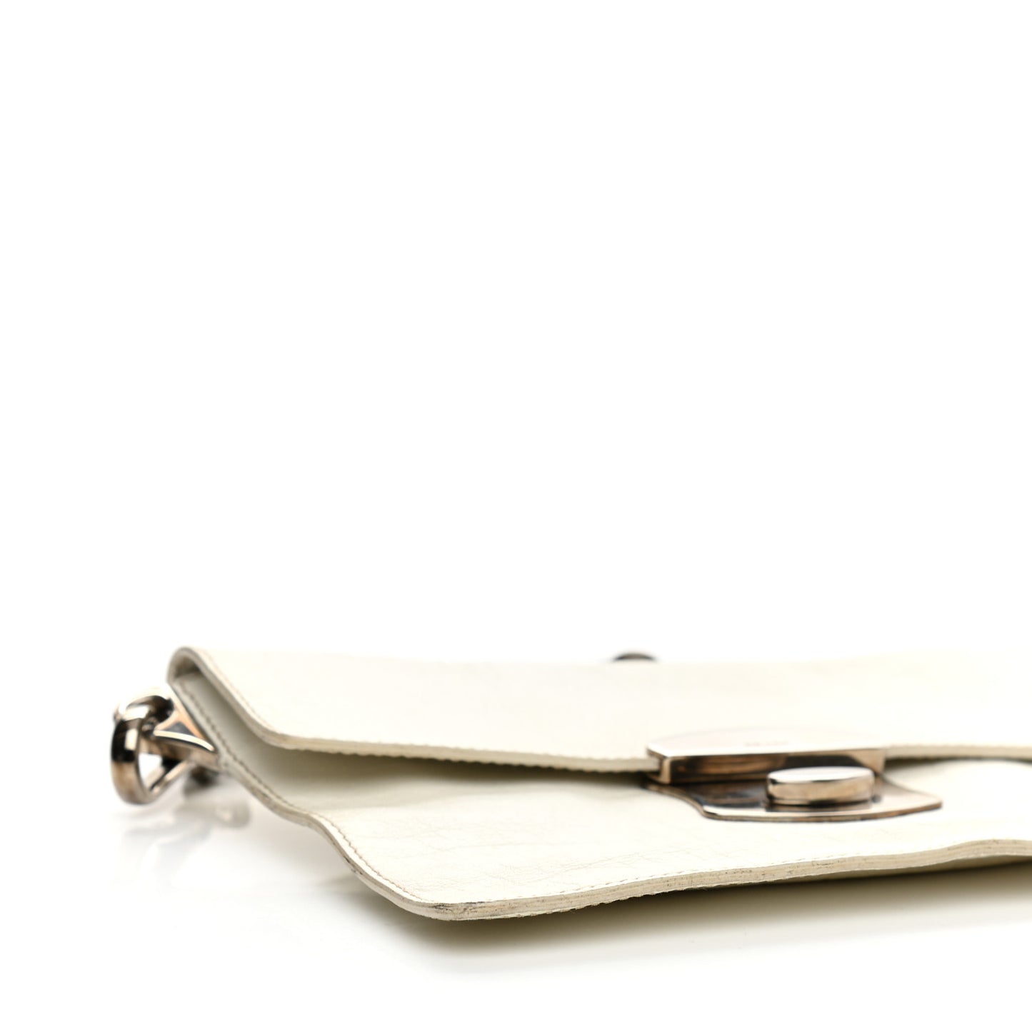 Buffalo Metal Foldover Pushlock Chain Shoulder Bag White