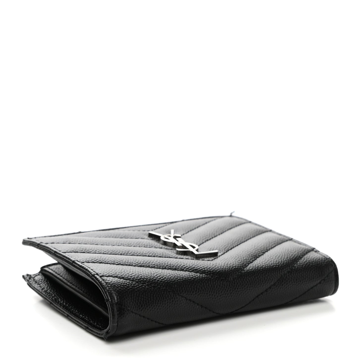 Grain De Poudre Matelasse Chevron Monogram Zipped Two-Part Wallet Black