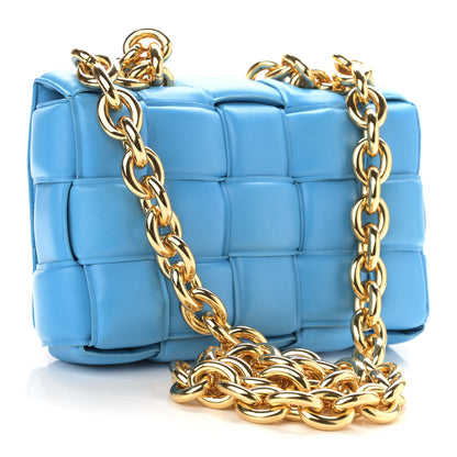 Bottega Veneta Lambskin Maxi Intreccio Padded Chain Cassette Crossbody Bag Swimming Pool 2 of 9