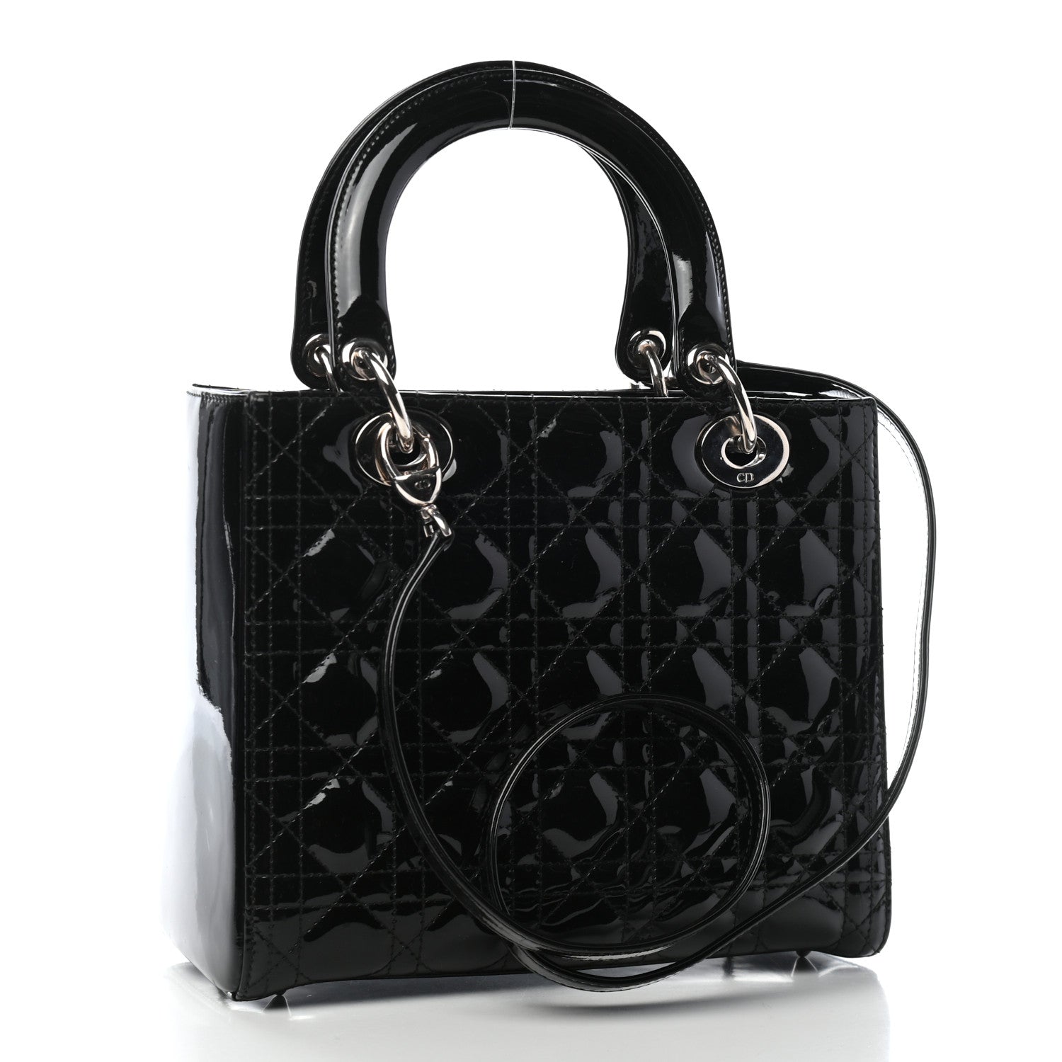 Christian Dior Patent Cannage Medium Lady Dior Black 3 of 9