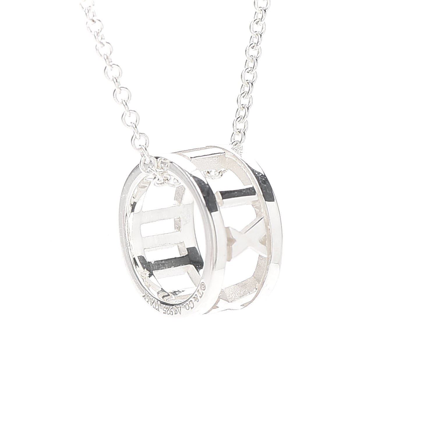 Tiffany Sterling Silver Atlas Open Pendant Necklace 4 of 7