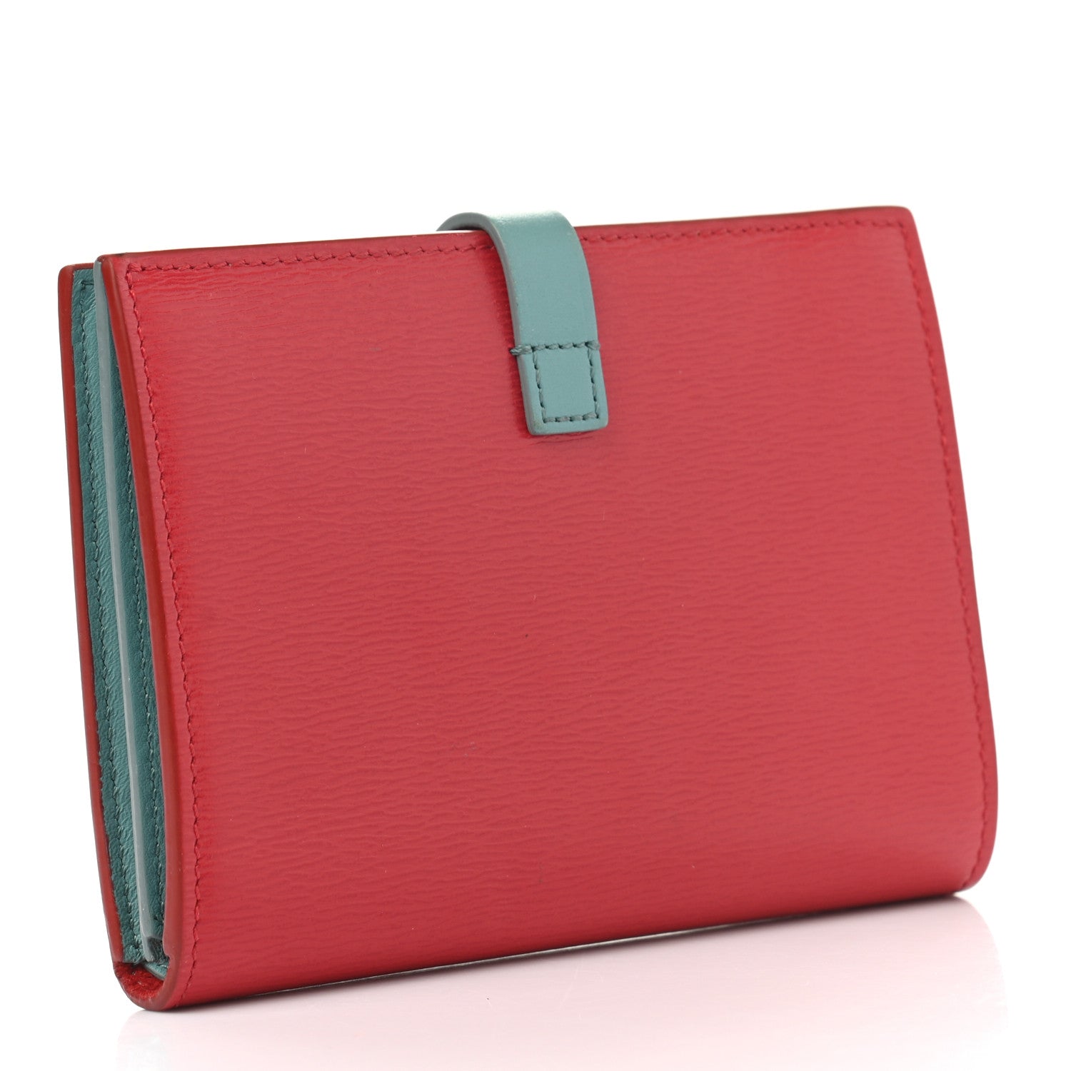 Celine Grained Calfskin Medium Multifunction Strap Wallet Coquelicot Ocean 3 of 12