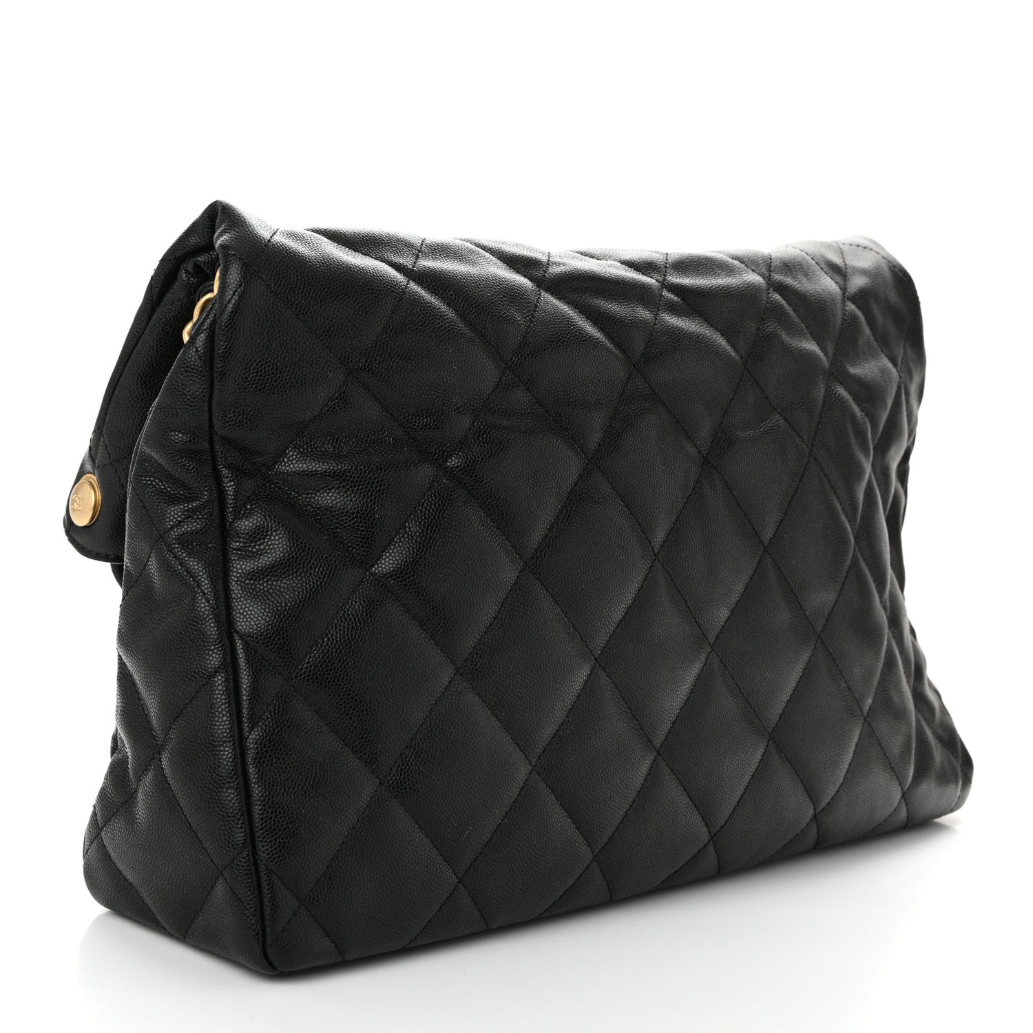 Chanel Caviar Quilted Fold Over Hobo Black 5 of 13