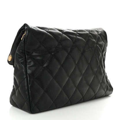 Chanel Caviar Quilted Fold Over Hobo Black 5 of 13