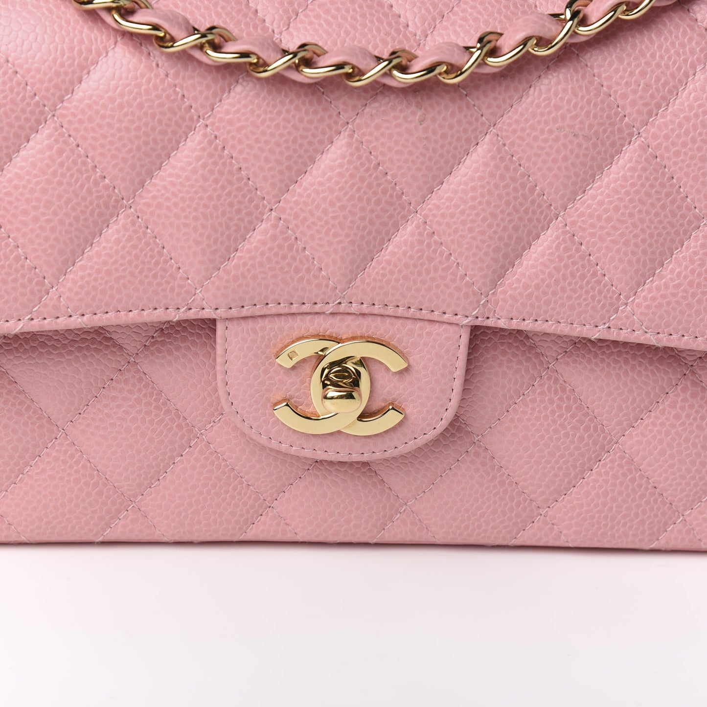 Caviar Quilted Small Double Flap Pink
