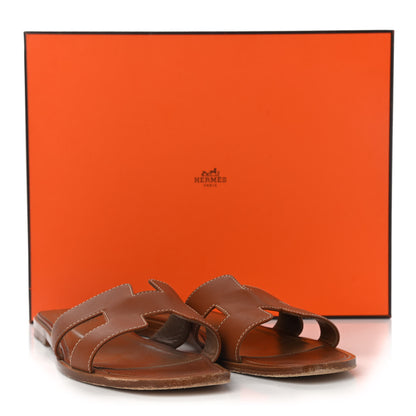 Hermes Box Calfskin Oran Sandals 38.5 Gold 14 of 14