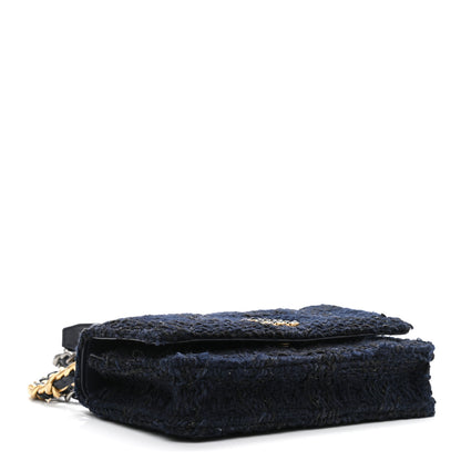 Chanel Wool Tweed Lambskin Quilted Chanel 19 Wallet On Chain WOC and Coin Purse Blue Black 3 of 11