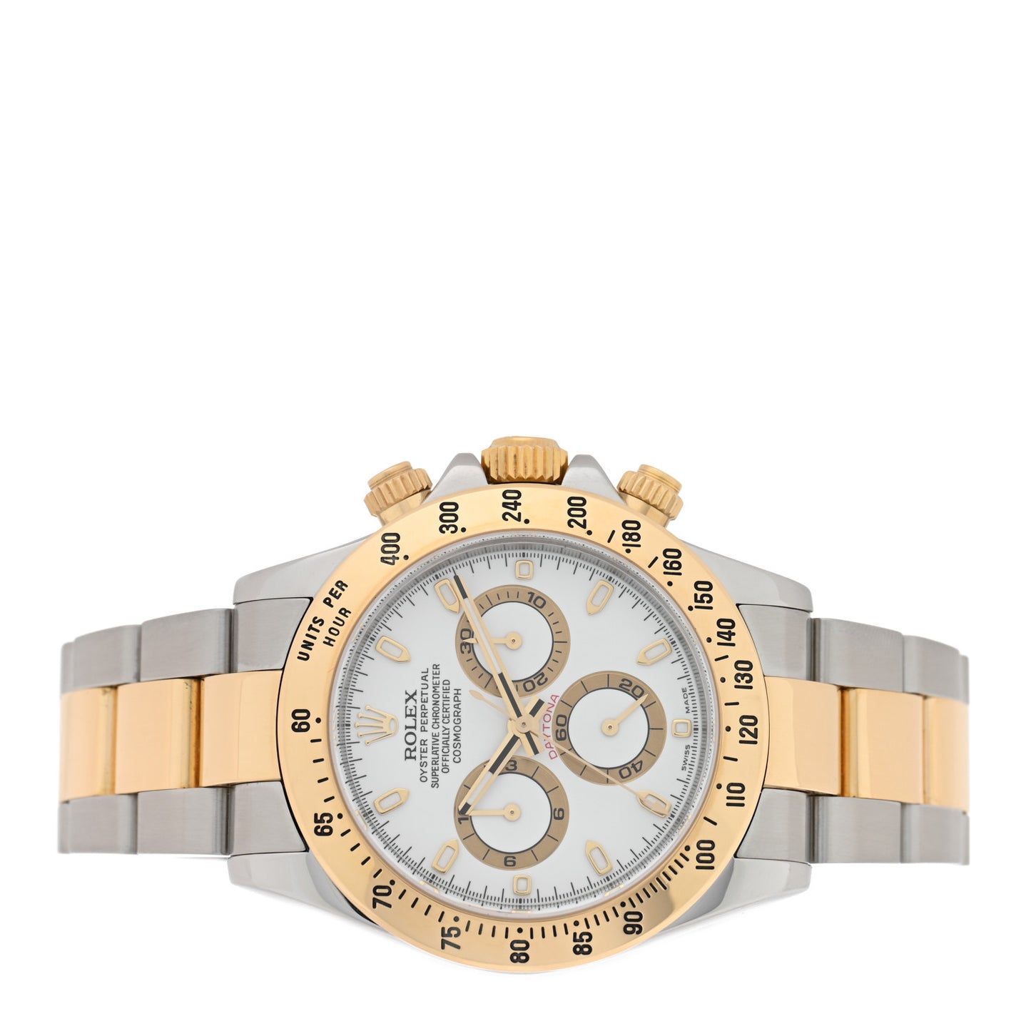 Stainless Steel 18K Yellow Gold 40mm Oyster Perpetual Cosmograph Daytona Watch White 116523