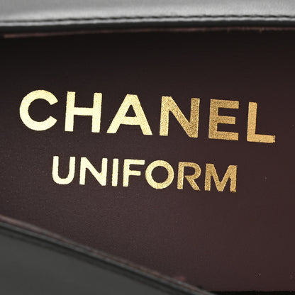 Chanel Lambskin Cap Toe CC Uniform Pumps 37.5 Black 8 of 10