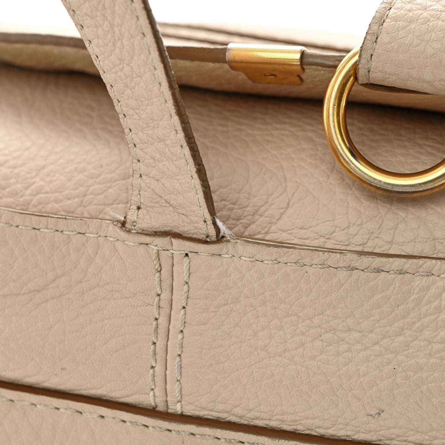 Grained Calfskin Medium Marcie Saddle Bag Beige