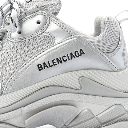 Balenciaga Metallic Fabric Mesh Womens Triple S Sneakers 37 Silver 9 of 10