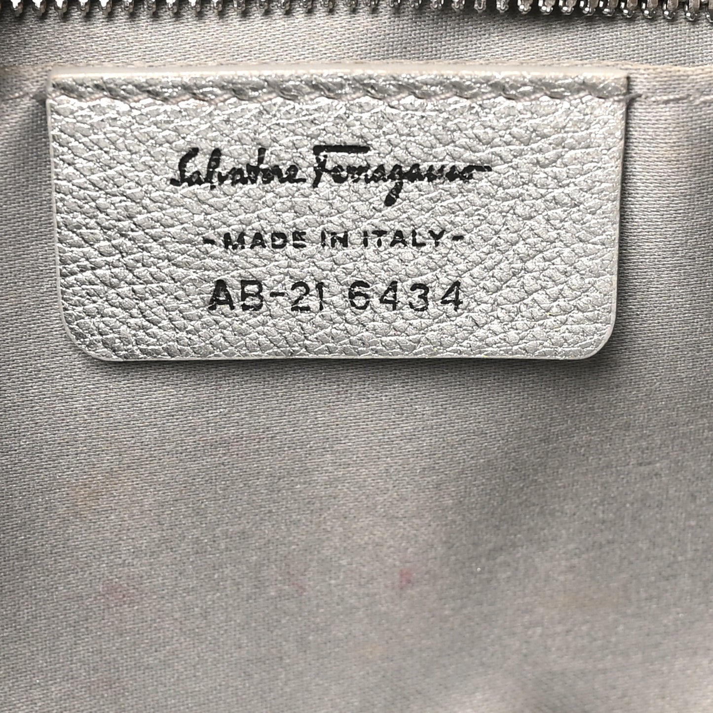 Metallic Calfskin Small Gancini Clutch Silver