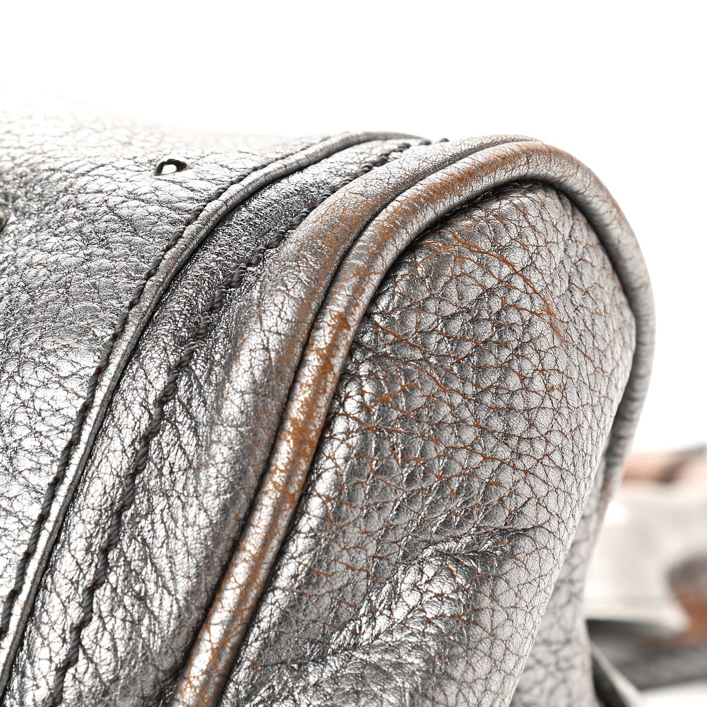 Metallic Calfskin Medium Paddington Satchel Silver