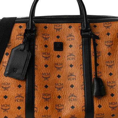 MCM Visetos Ottomar Weekender Duffle Bag Cognac Black 6 of 9