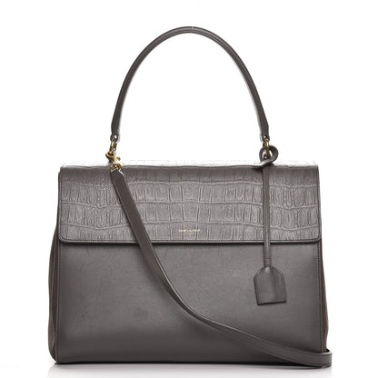 Saint Laurent Calfskin Crocodile Embossed Medium Moujik Top Handle Bag Fog 1 of 11