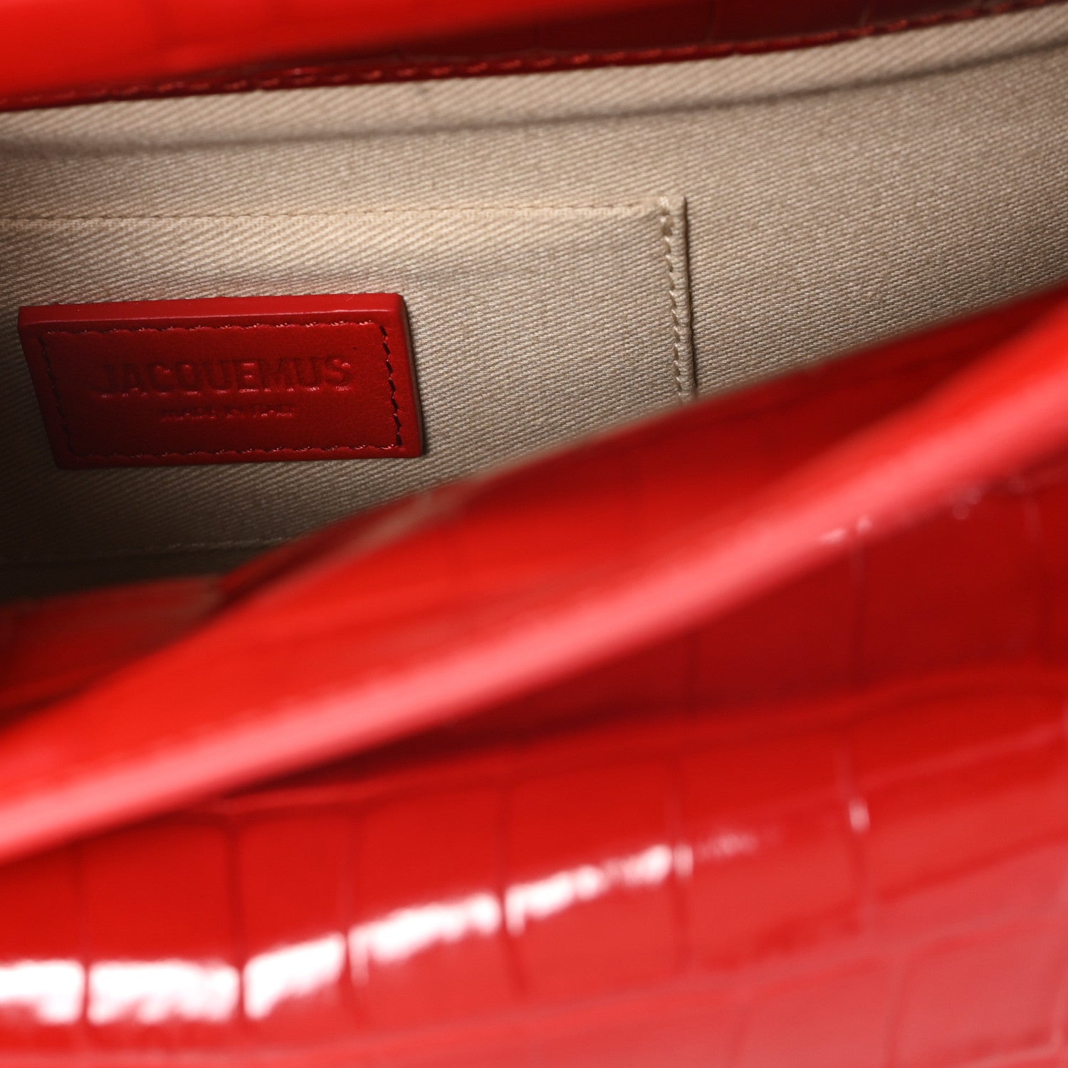 Jacquemus Crocodile Embossed Calfskin La Pochette Rond Carre Red 6 of 6