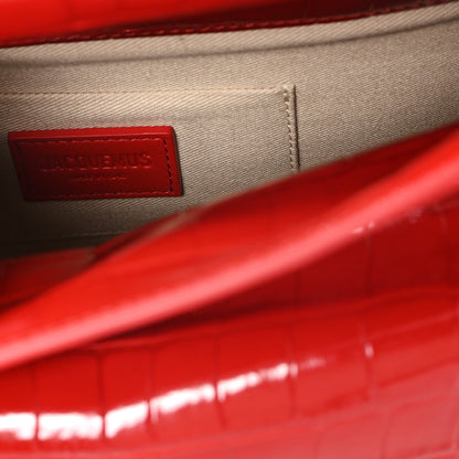 Jacquemus Crocodile Embossed Calfskin La Pochette Rond Carre Red 6 of 6