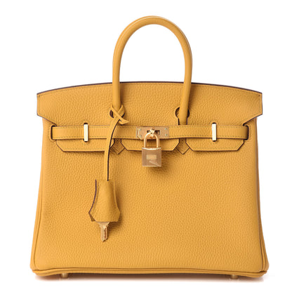 Hermes Togo Horseshoe Birkin 25 Jaune Ambre 1 of 12