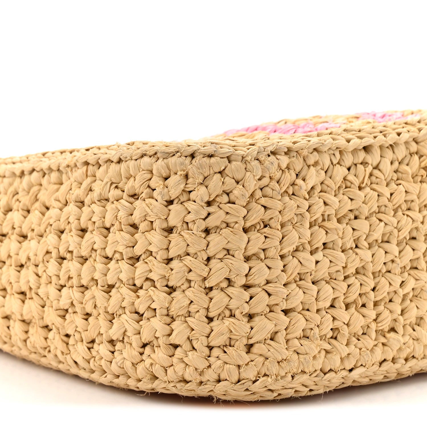 Prada Yarn Raffia Effect Crochet Striped Re-Edition 2005 Shoulder Bag Naturale Petalo 9 of 12