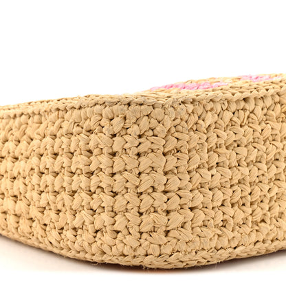 Prada Yarn Raffia Effect Crochet Striped Re-Edition 2005 Shoulder Bag Naturale Petalo 9 of 12