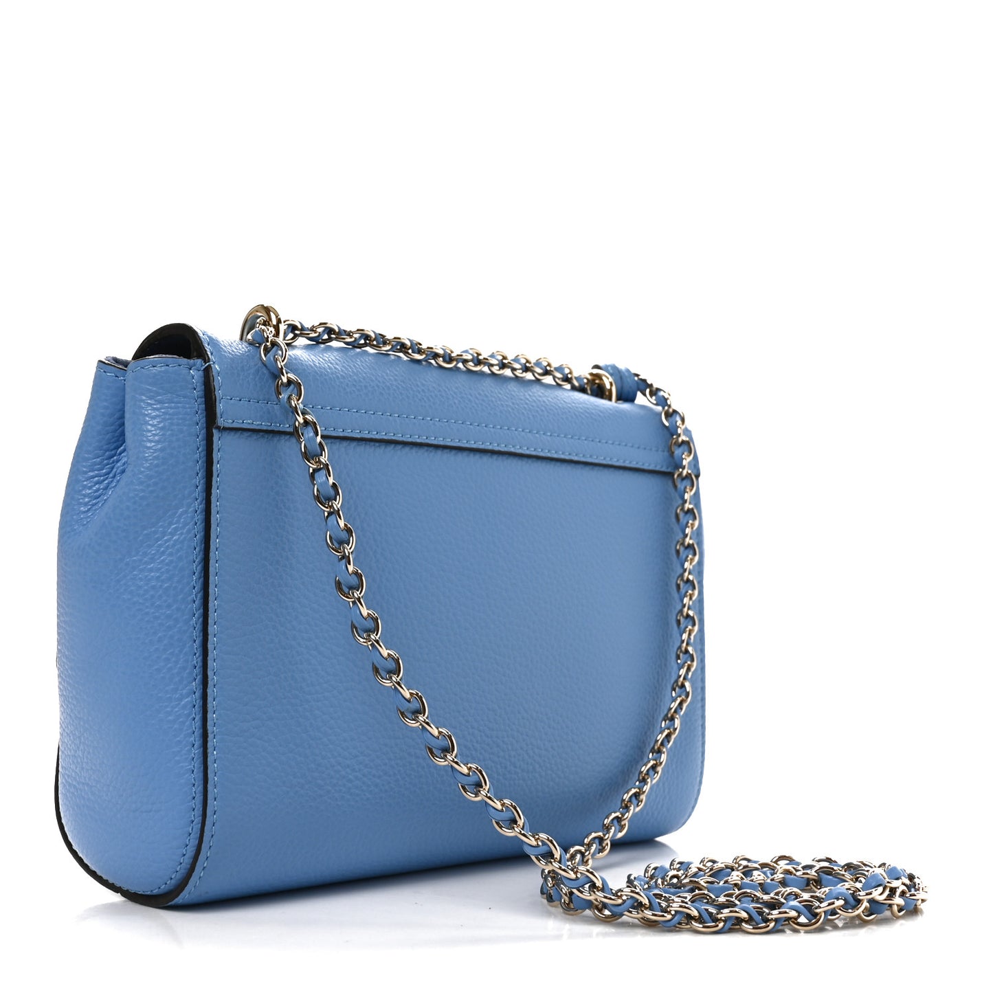 Small Classic Grain Calfskin Small Lily Flap Cornflower Blue