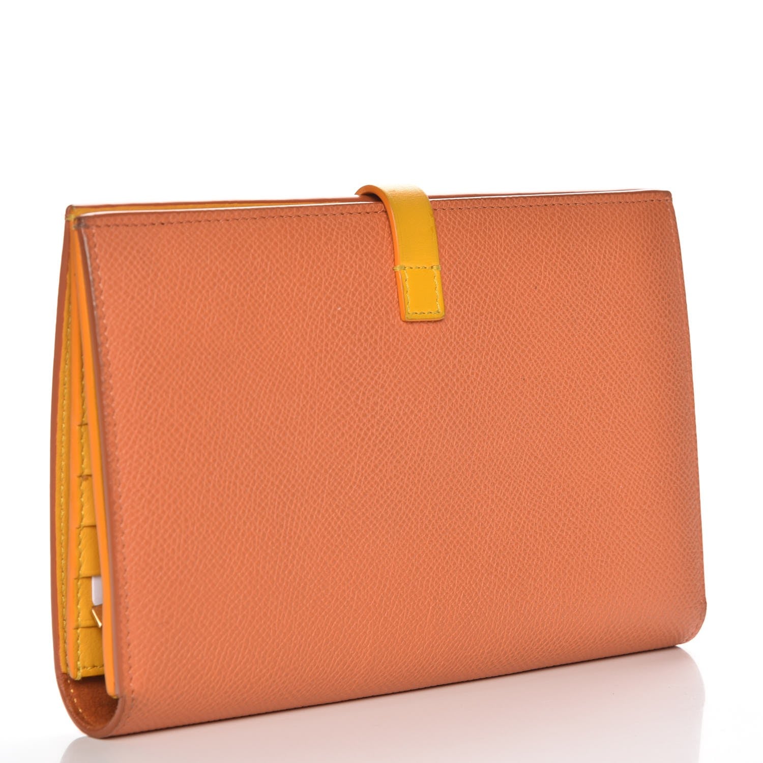 Celine Grained Sleek Calfskin Large Multifunction Strap Wallet Orange 3 of 7