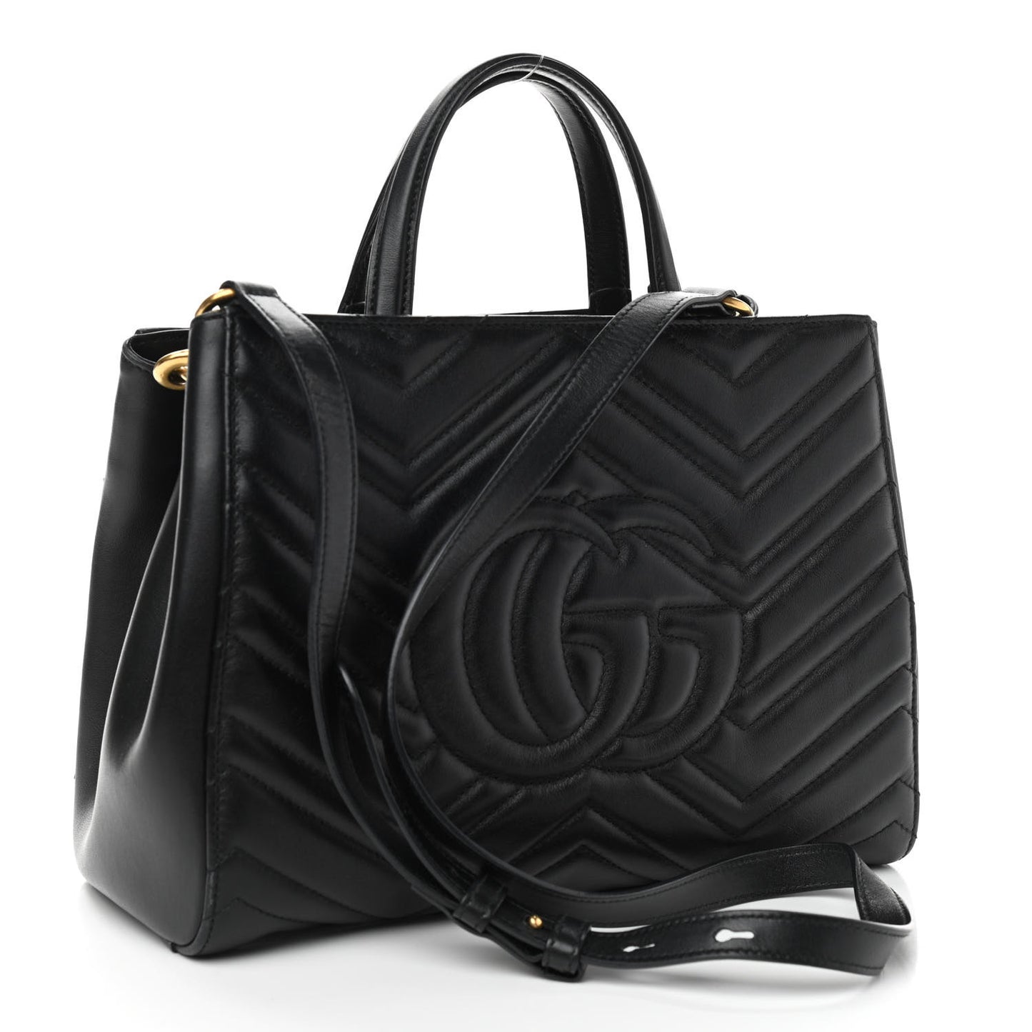 Calfskin Matelasse Small GG Marmont Tote Black