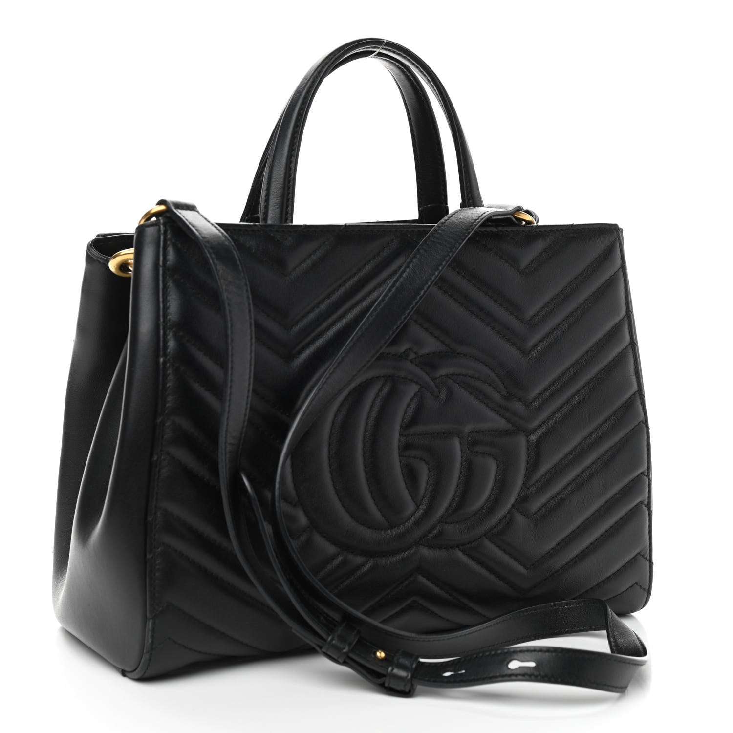 Gucci Calfskin Matelasse Small GG Marmont Tote Black 3 of 10