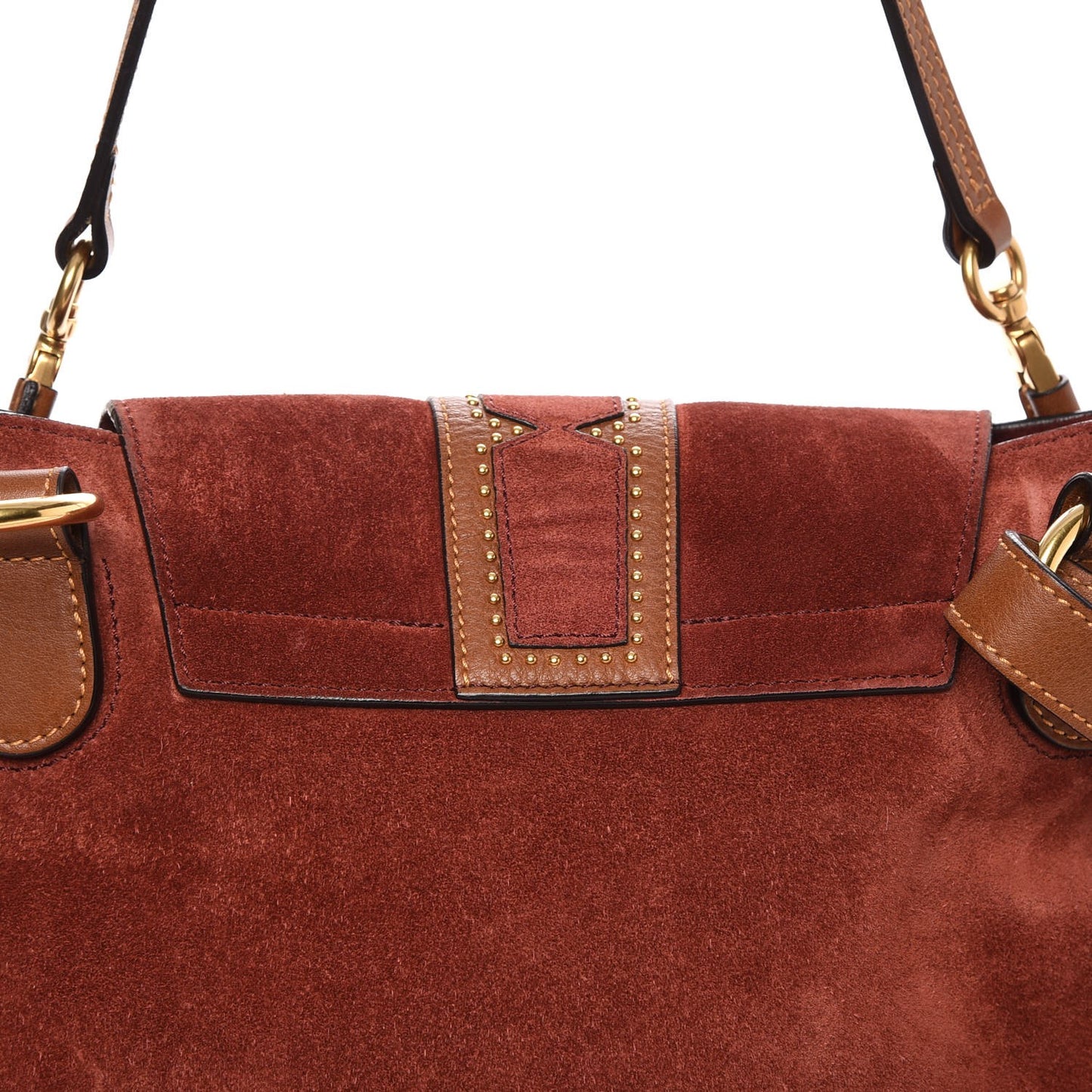 Suede Studded Small Lexa Shoulder Bag Saffron Red