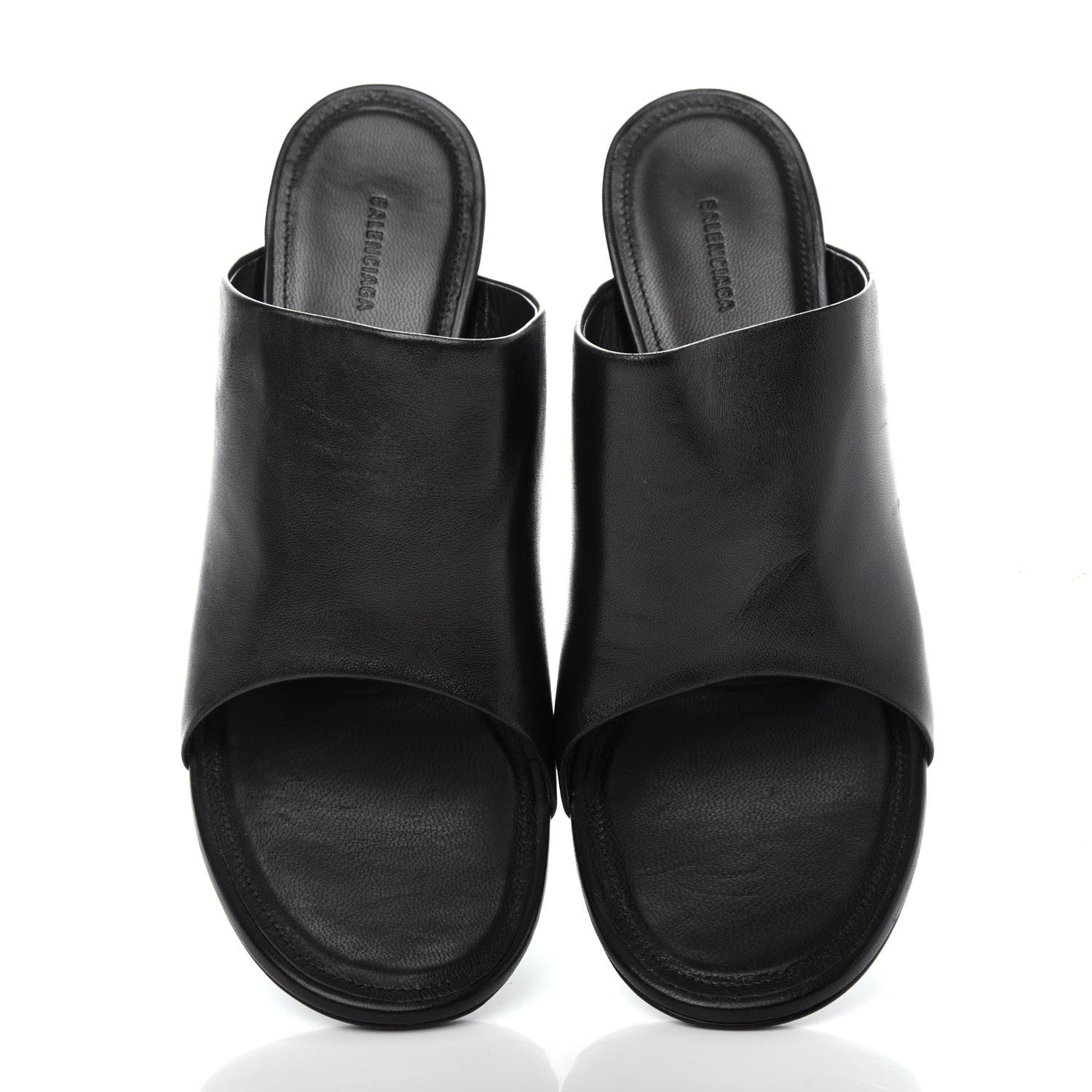 Balenciaga Shiny Sheepskin Oval 90mm Sandals 38.5 Black 5 of 11