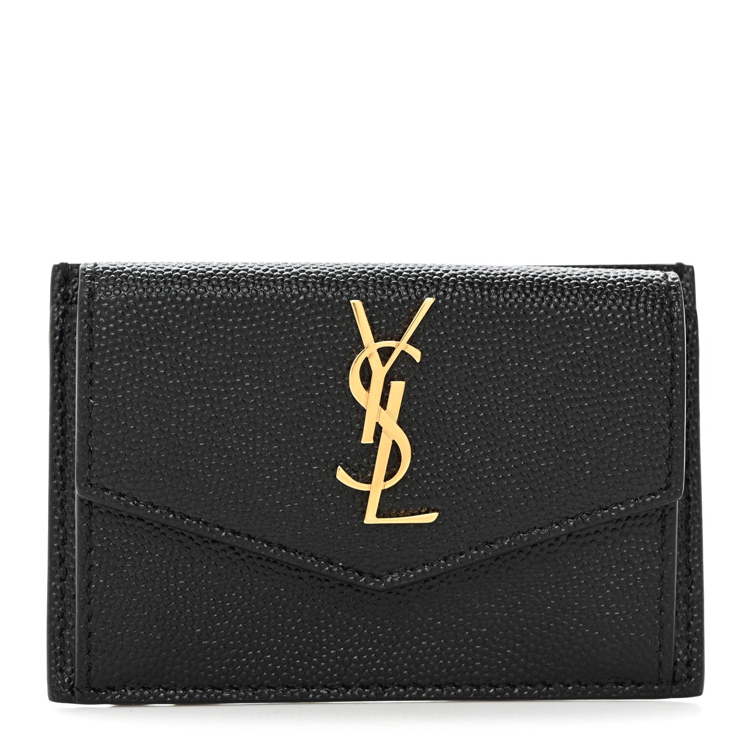 Saint Laurent Grain De Poudre Uptown Monogram Card Case Black 1 of 8