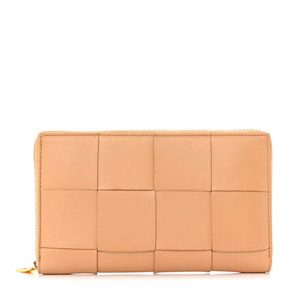 Bottega Veneta Nappa Maxi Intrecciato Zip Around Wallet Almond 1 of 11