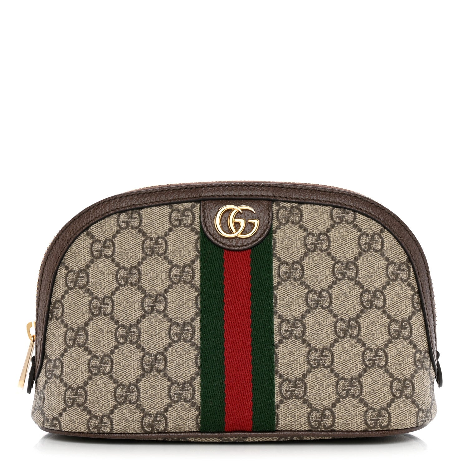 Gucci GG Supreme Monogram Textured Calfskin Web Large Ophidia Cosmetic Case Beige Ebony New Acero 1 of 8