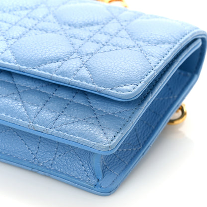 Christian Dior Supple Calfskin Cannage Caro Belt Pouch with Chain Cornflower 8 of 8