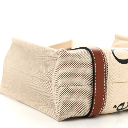 Chloe Cotton Calfskin Small Woody Ribbon Tote White Brown 9 of 10