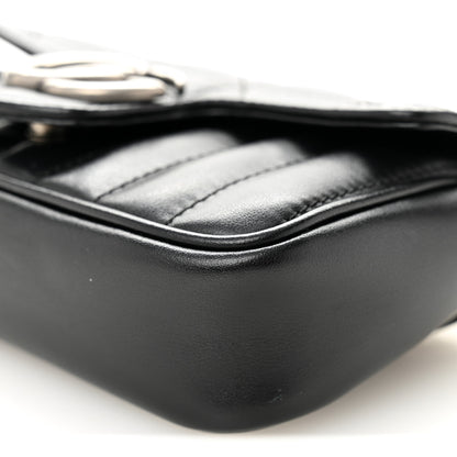 Gucci Calfskin Matelasse Aria Super Mini GG Marmont Shoulder Bag Black Black 10 of 10