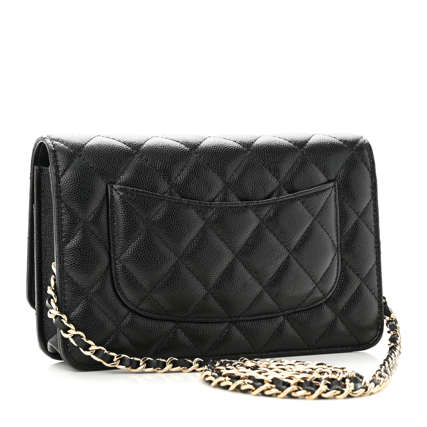Caviar Quilted French New Wave Chain CC Wallet On Chain WOC Black
