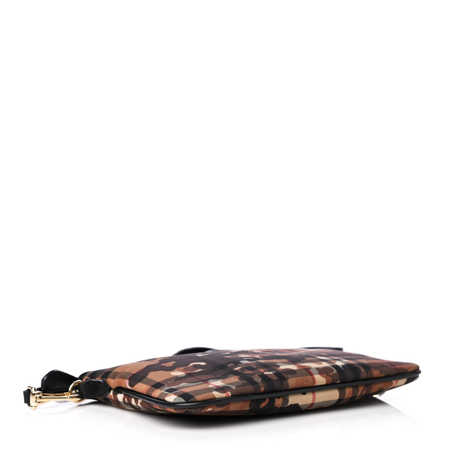 Burberry Nylon Calfskin Camouflage Check Crossbody Clutch Black 4 of 7