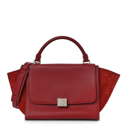 Celine Drummed Calfskin Suede Small Trapeze Merlot 1 of 8
